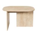 Table basse ovale plateau et piétements en MDF aspect travertin - VERTINA
