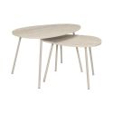 Tables gigogne plateaux aspect pierre naturelle 4 pieds métal laqué beige - SHANON