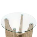 Table d'appoint Ø45cm plateau verre et piétement en MDF aspect travertin - VERTINA