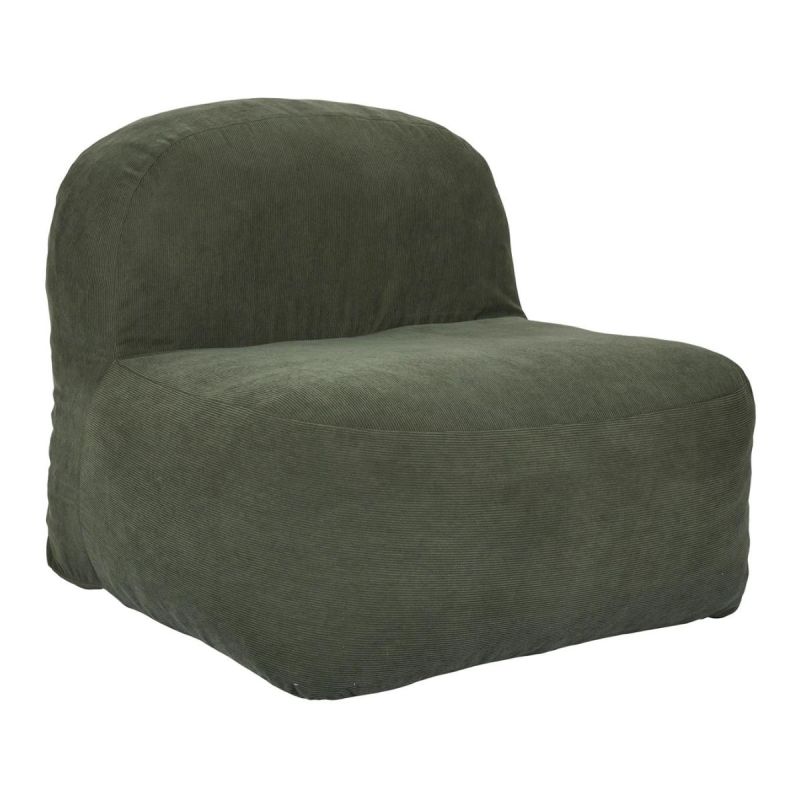 Chauffeuse lounge en mousse et tissu velours vert - GRANT