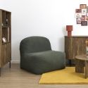Chauffeuse lounge en mousse et tissu velours vert - GRANT