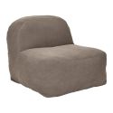 Chauffeuse lounge en mousse et tissu velours taupe - GRANT