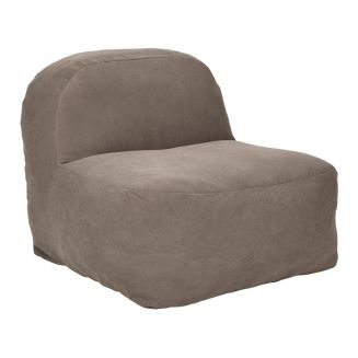 Chauffeuse lounge en mousse et tissu velours taupe - GRANT