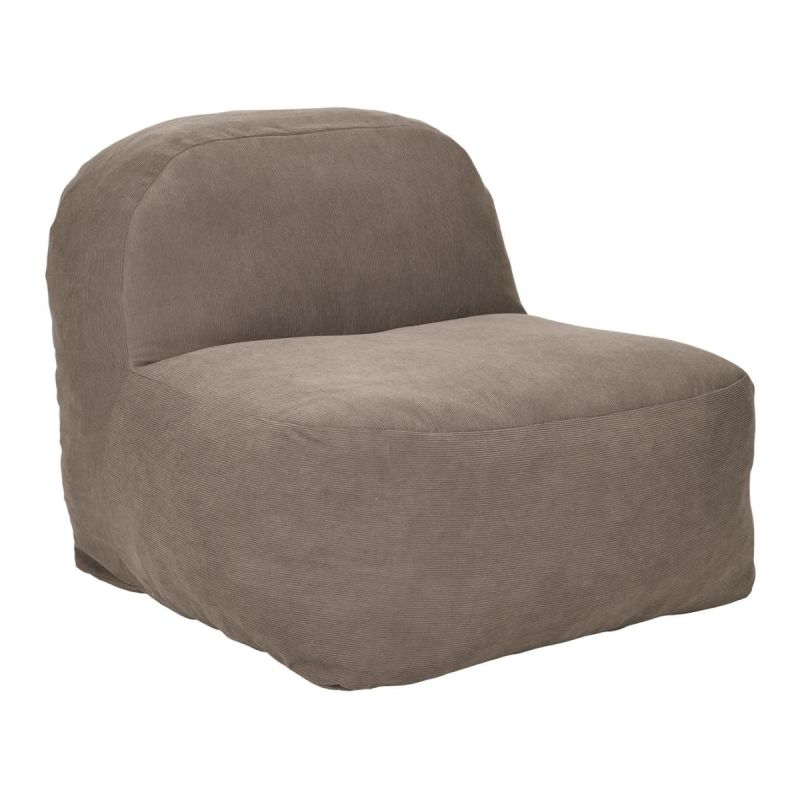 Chauffeuse lounge en mousse et tissu velours taupe - GRANT