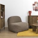 Chauffeuse lounge en mousse et tissu velours taupe - GRANT