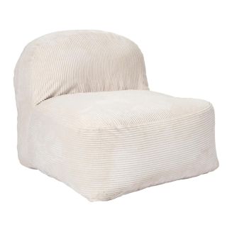 Chauffeuse lounge en mousse et tissu velours côtelé écru - AMORY