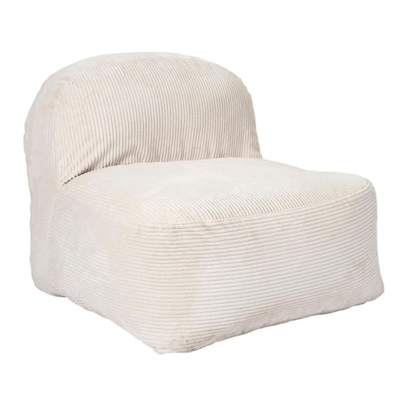 Chauffeuse lounge en mousse et tissu velours côtelé écru - AMORY