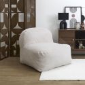 Chauffeuse lounge en mousse et tissu velours côtelé écru - AMORY