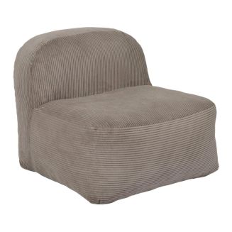 Chauffeuse lounge en mousse et tissu velours côtelé taupe - AMORY