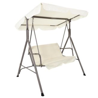 Balancelle en métal laqué gris et textile polyester écru - SOLINE