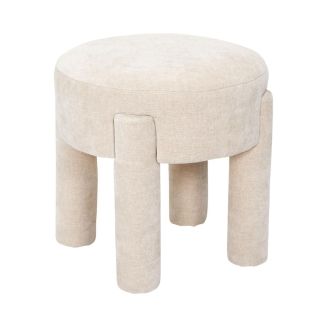 Tabouret d'appoint rembourré et tissu polyester doux beige - STUBBY