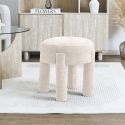 Tabouret d'appoint rembourré et tissu polyester doux beige - STUBBY