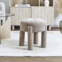 Tabouret d'appoint rembourré et tissu polyester doux taupe - STUBBY