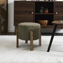 Lot de 2 Tabourets en velours côtelé coloris vert pieds en acacia - AMORY