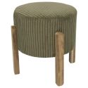 Lot de 2 Tabourets en velours côtelé coloris vert pieds en acacia - AMORY