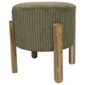 Lot de 2 Tabourets en velours côtelé coloris vert pieds en acacia - AMORY