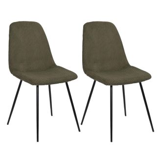 Lot de 2 chaises en velours côtelé coloris vert - AMORY