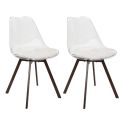 Lot de 2 chaises coque transparente coussin assise en velours côtelé crème - MOARY