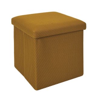 Pouf coffre carré pliable en tissu texturé maille 3D jaune - ELECTRON