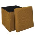 Pouf coffre carré pliable en tissu texturé maille 3D jaune - ELECTRON