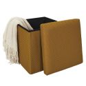 Pouf coffre carré pliable en tissu texturé maille 3D jaune - ELECTRON