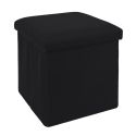 Pouf coffre carré pliable en tissu texturé maille 3D noir - ELECTRON