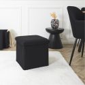 Pouf coffre carré pliable en tissu texturé maille 3D noir - ELECTRON