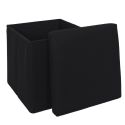 Pouf coffre carré pliable en tissu texturé maille 3D noir - ELECTRON