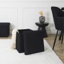 Pouf coffre carré pliable en tissu texturé maille 3D noir - ELECTRON