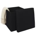 Pouf coffre carré pliable en tissu texturé maille 3D noir - ELECTRON