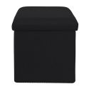 Pouf coffre carré pliable en tissu texturé maille 3D noir - ELECTRON