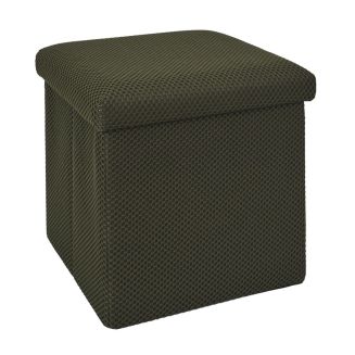 Pouf coffre carré pliable en tissu texturé maille 3D kaki - ELECTRON