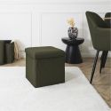 Pouf coffre carré pliable en tissu texturé maille 3D kaki - ELECTRON
