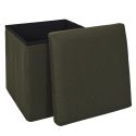 Pouf coffre carré pliable en tissu texturé maille 3D kaki - ELECTRON