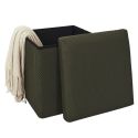 Pouf coffre carré pliable en tissu texturé maille 3D kaki - ELECTRON