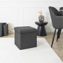 Pouf coffre carré pliable en tissu texturé maille 3D gris - ELECTRON