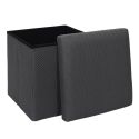 Pouf coffre carré pliable en tissu texturé maille 3D gris - ELECTRON