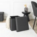 Pouf coffre carré pliable en tissu texturé maille 3D gris - ELECTRON