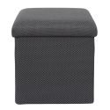 Pouf coffre carré pliable en tissu texturé maille 3D gris - ELECTRON