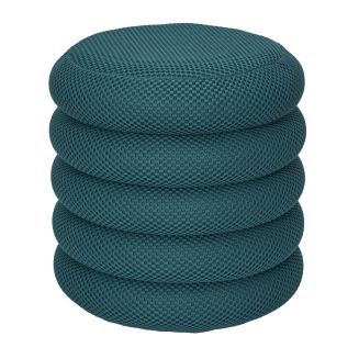 Pouf rangement rond en tissu texturé maille 3D bleu - ELECTRON