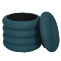 Pouf rangement rond en tissu texturé maille 3D bleu - ELECTRON