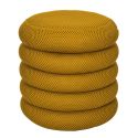 Pouf rangement rond en tissu texturé maille 3D jaune - ELECTRON