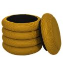 Pouf rangement rond en tissu texturé maille 3D jaune - ELECTRON