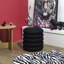 Pouf rangement rond en tissu texturé maille 3D noir - ELECTRON