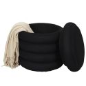 Pouf rangement rond en tissu texturé maille 3D noir - ELECTRON