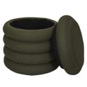 Pouf rangement rond en tissu texturé maille 3D kaki - ELECTRON