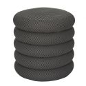 Pouf rangement rond en tissu texturé maille 3D gris - ELECTRON