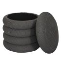 Pouf rangement rond en tissu texturé maille 3D gris - ELECTRON
