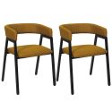 Lot de 2 fauteuils design de table en tissu texturé maille 3D jaune - ELECTRON