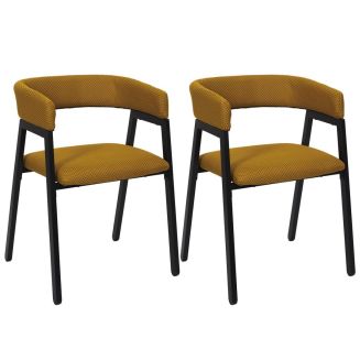Lot de 2 fauteuils design de table en tissu texturé maille 3D jaune - ELECTRON